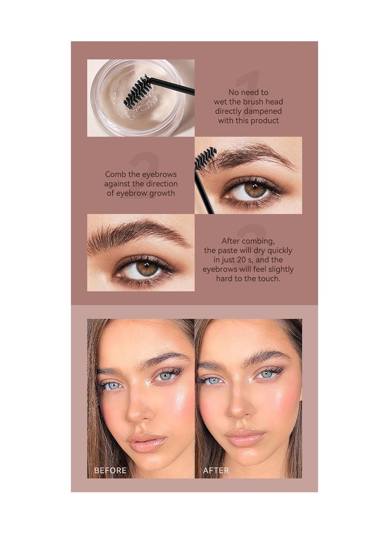 DEROL Eyebrow Pomade Set Soap Brow Kit Eyebrows Wax Gel Dip Brows Styling Cream Long Lasting Waterproof with Eyebrow Brush Gel Natural Makeup Secure Hold Clear 10g  - Image 3