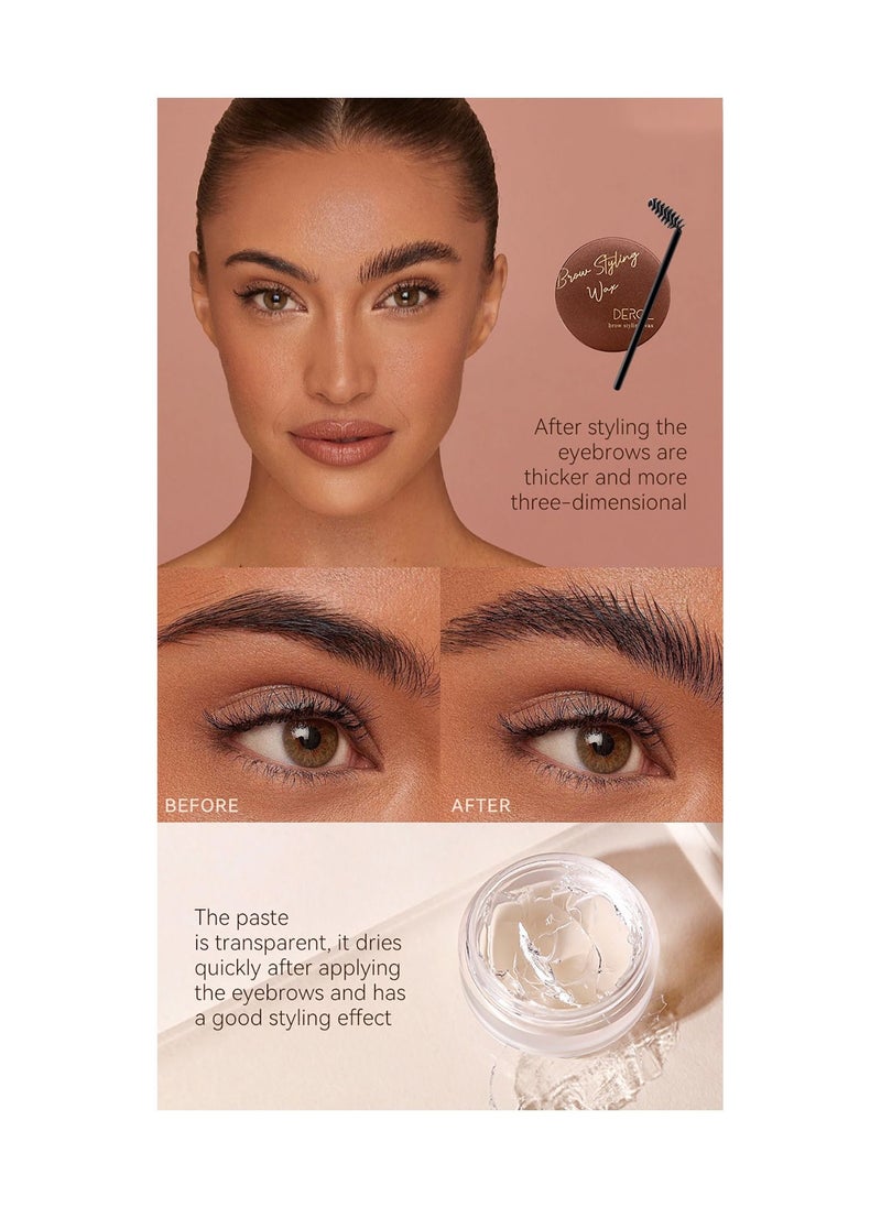 DEROL Eyebrow Pomade Set Soap Brow Kit Eyebrows Wax Gel Dip Brows Styling Cream Long Lasting Waterproof with Eyebrow Brush Gel Natural Makeup Secure Hold Clear 10g  - Image 2