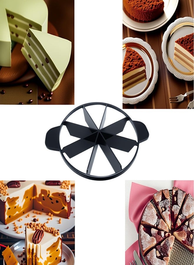 OZXNO OZNXO 1 Pcs Pie Cutter Press Plastic Cake Cutter 8-Cut Cake Slicer for Even Slices with Side Handle (Black) - Image 4