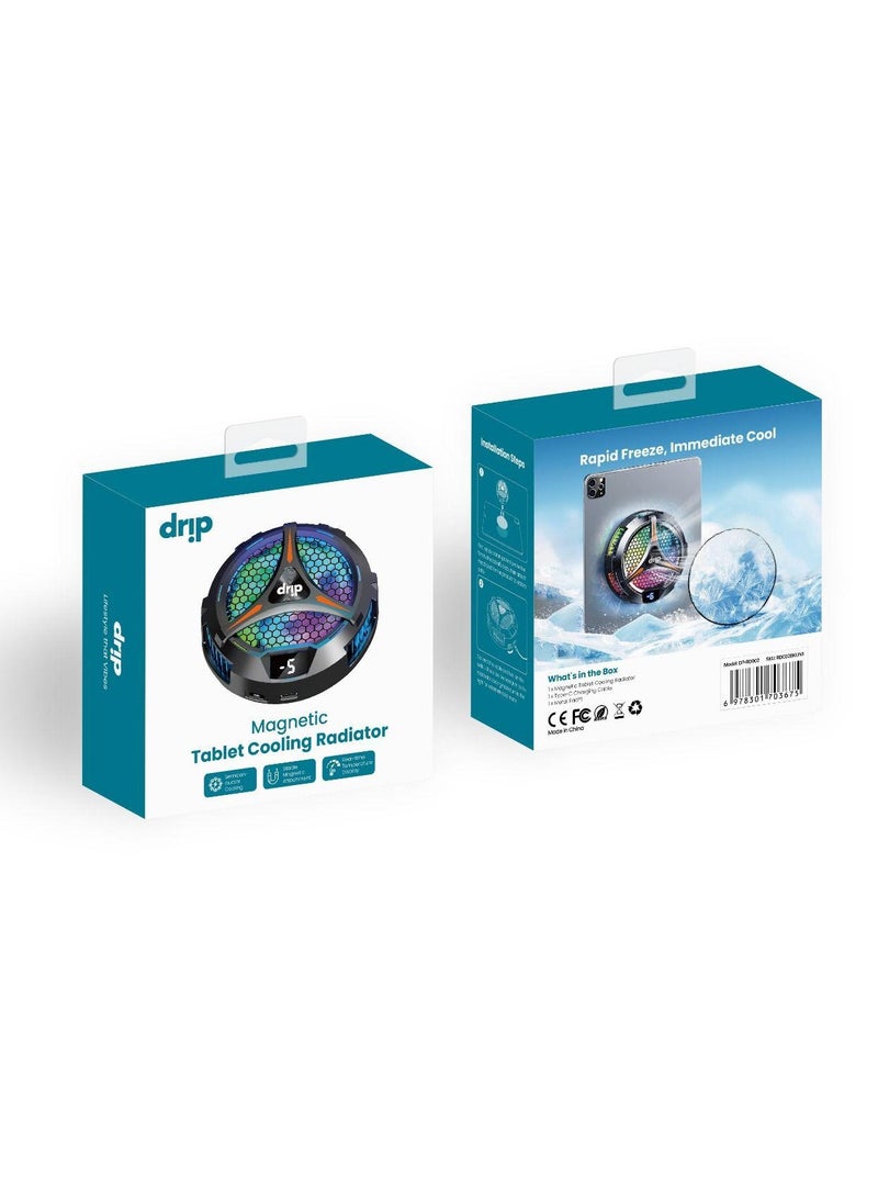 Drip Magnetic Phone Cooler for Gaming - Silent Mobile Phone Cooling Fan with LED Display and RGB Lighting - Universal Heatsink with Clip for iPhone/Android Phones/Tablets With AI Feature - Image 3