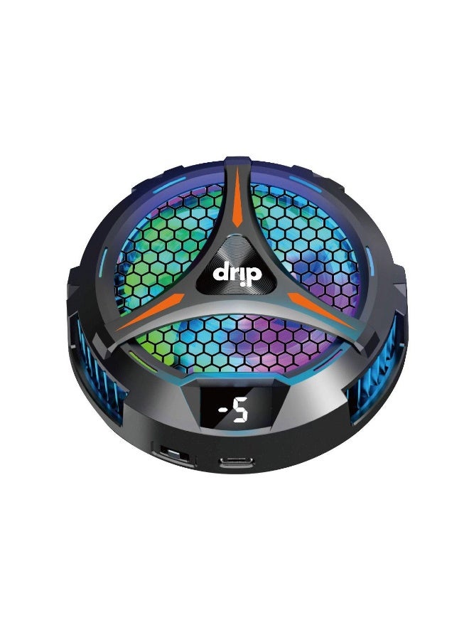 Drip Magnetic Phone Cooler for Gaming - Silent Mobile Phone Cooling Fan with LED Display and RGB Lighting - Universal Heatsink with Clip for iPhone/Android Phones/Tablets With AI Feature - Image 2