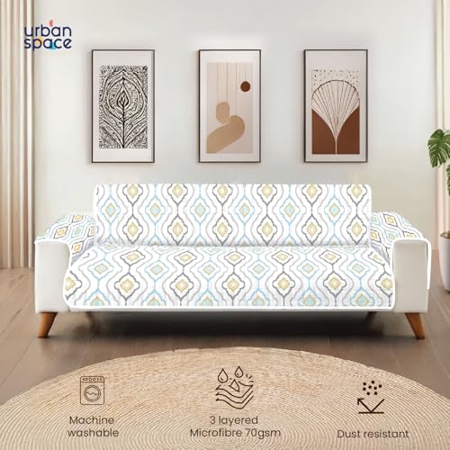 Urban Space Microfiber 2 Seater Quilted Sofa Cover with Pockets, Quick Dry Sofa Protector, Easy Care & Machine Washable Sofa Cover, Sofa/Couch Protector for Cozy Living Space (2 Seater - Morocco) - Image 2