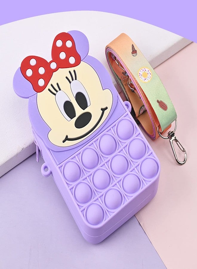 SYGA Children Pop It Fidget Silicone Bag Kids Push Popper Educational Decompression Bubble Shoulder Bag (Lavender) - Image 2