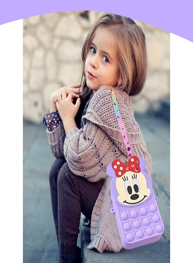 SYGA Children Pop It Fidget Silicone Bag Kids Push Popper Educational Decompression Bubble Shoulder Bag (Lavender) - Image 4
