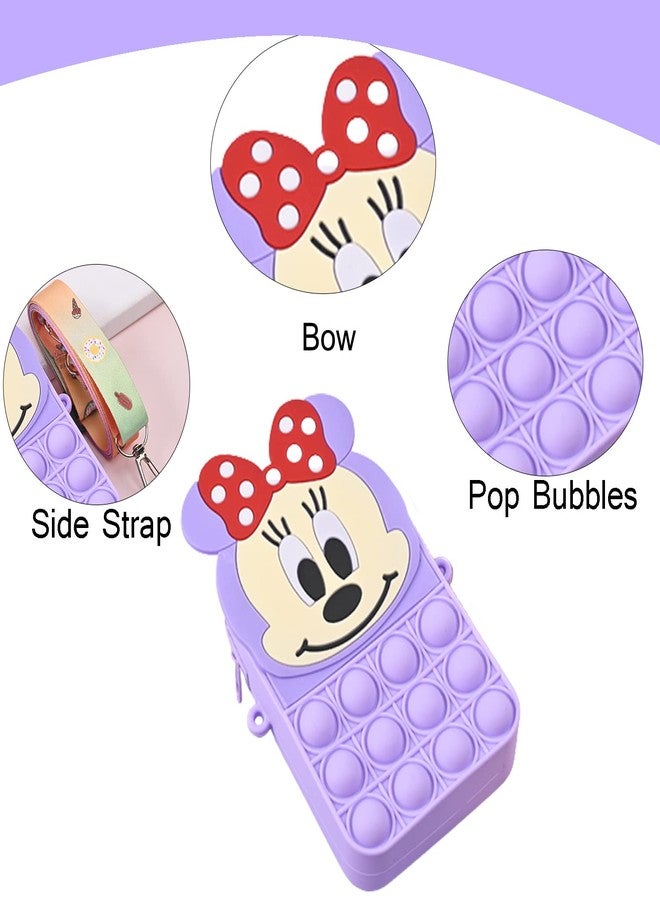 SYGA Children Pop It Fidget Silicone Bag Kids Push Popper Educational Decompression Bubble Shoulder Bag (Lavender) - Image 3