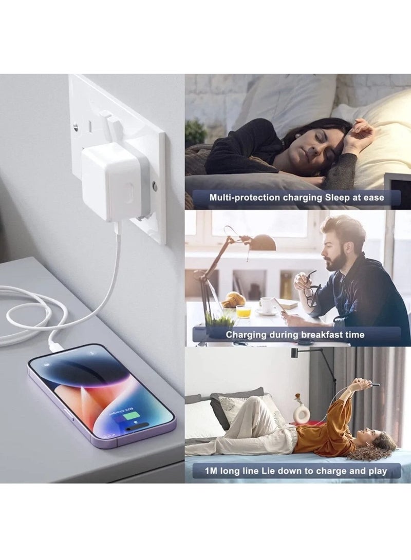 35W Dual USB-C Fast Charger with Type-C to Lightning & Type-C Cables – UK Plug – PD Wall Adapter for iPhone, iPad, Samsung & More - Image 5