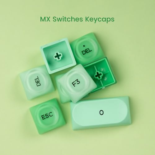 Rainy75 PBT MOA Profile Keycaps, Green Jelly Keycap Foundation, 132 Keys Cute Custom Keycaps for Cherry Gateron MX Swithes Mechanical Keyboards - Image 4