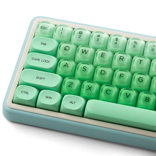 Rainy75 PBT MOA Profile Keycaps, Green Jelly Keycap Foundation, 132 Keys Cute Custom Keycaps for Cherry Gateron MX Swithes Mechanical Keyboards - Image 1