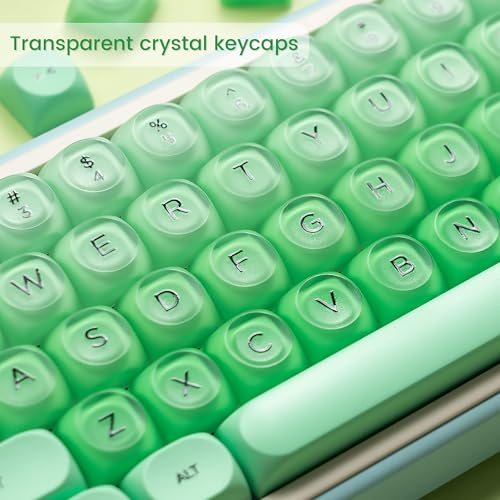 Rainy75 PBT MOA Profile Keycaps, Green Jelly Keycap Foundation, 132 Keys Cute Custom Keycaps for Cherry Gateron MX Swithes Mechanical Keyboards - Image 3