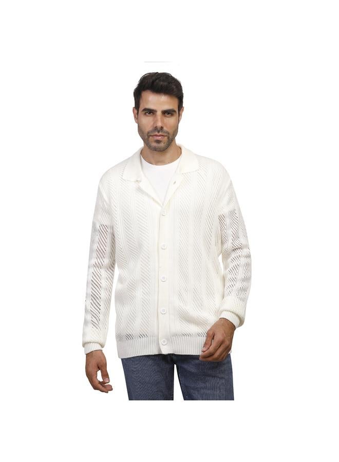 كوب كنزة رجالية عصرية مقاس  - أبيض - Image 1