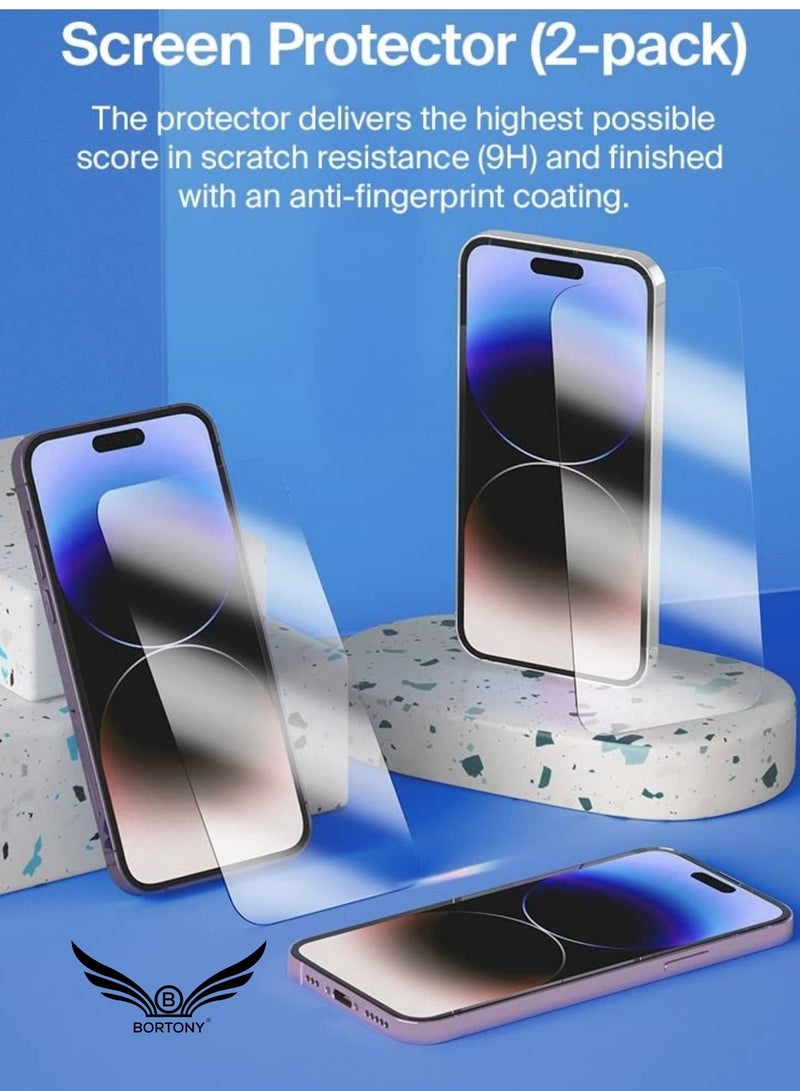 BORTONY Pack of 2 Screen Protector for 14 Pro Max Sensor Protection Dynamic Island Case Friendly Tempered Glass Film 9H Hardness HD Clear For Apple iPhone 14 Pro Max [6.7 inch] - Image 2