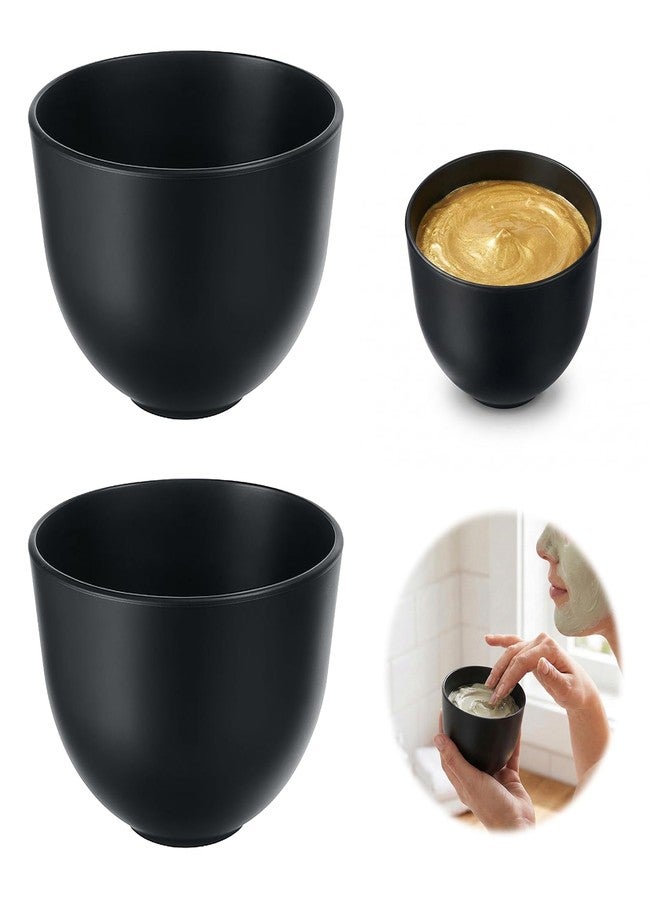 Exircy 2 Pieces Rubber Facial Mask Mixing Bowl, Facial Bowls Esthetician, Silicone Face Mask Bowl Mud Masks Diy Skin Care Cosmetic Mixing Tool for Home Beauty Salon Use, Black - Image 1