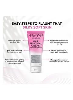 NAMYAA Hair Removal Cream for Intimate Skin women 60gm with After Wax Soothing Serum with Vitamin C 30gm  - Image 5