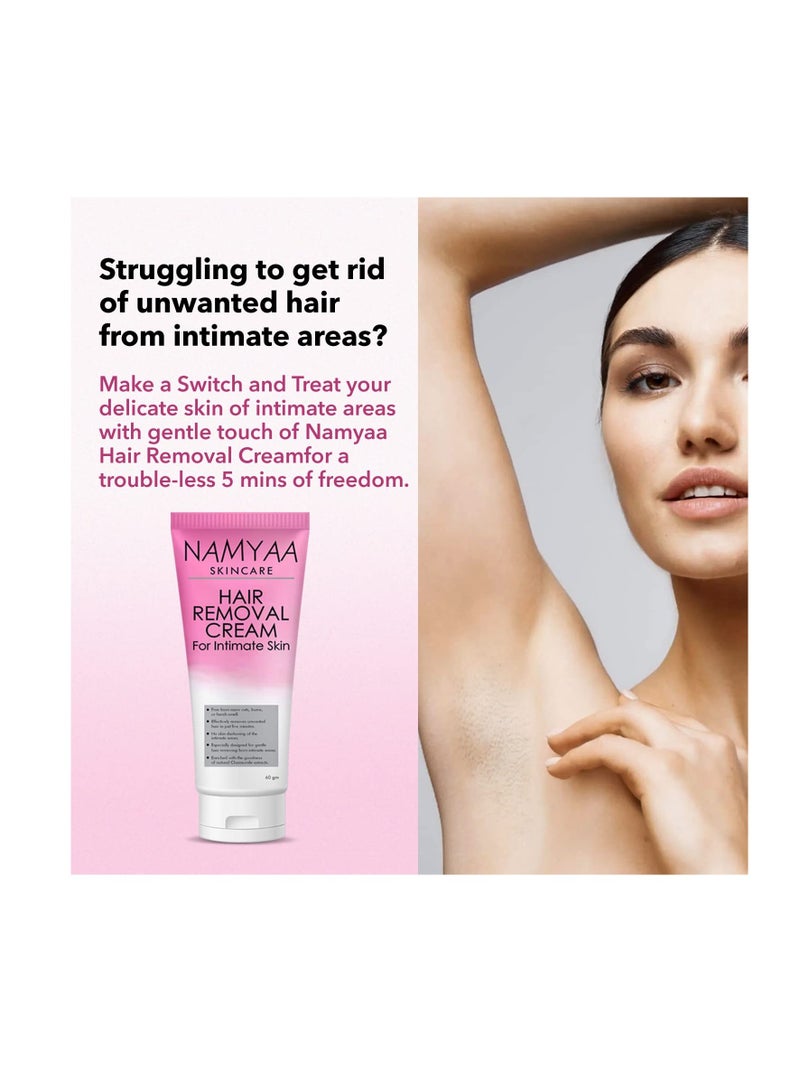 NAMYAA Hair Removal Cream for Intimate Skin women 60gm with After Wax Soothing Serum with Vitamin C 30gm - Image 3