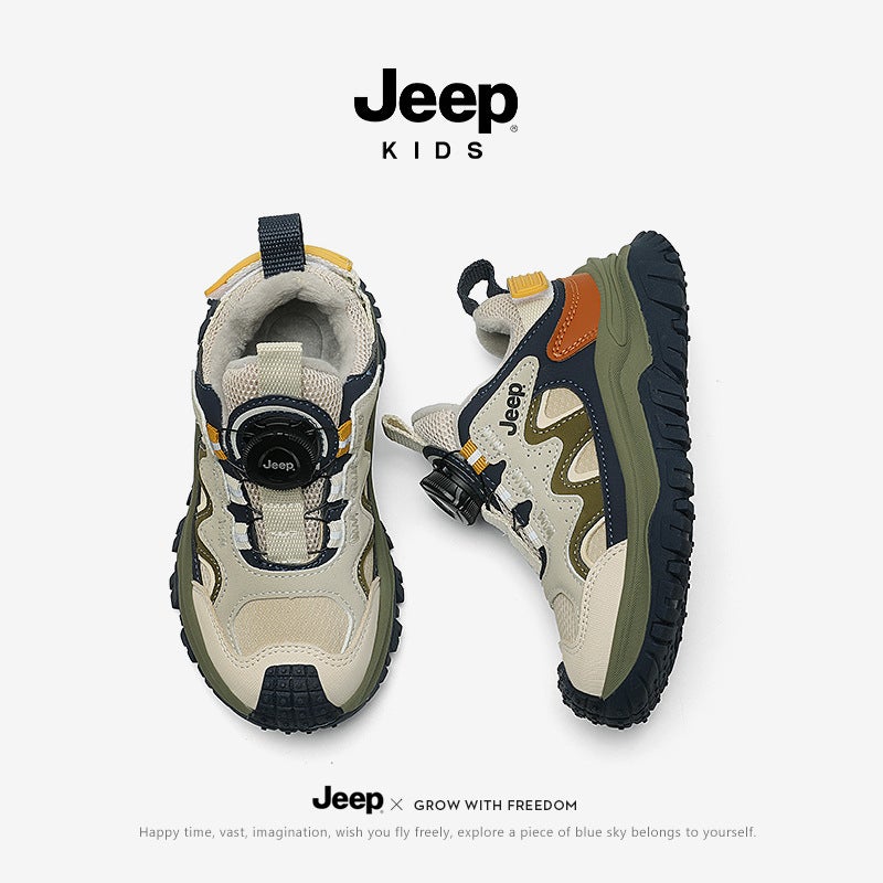 Jeep Kidsren'S Shoes Kidsren'S Soft-Soled Dad Shoes Winter Velvet 2024 Lightweight Warm Casual Running Shoes For Boys And Girls - Image 3