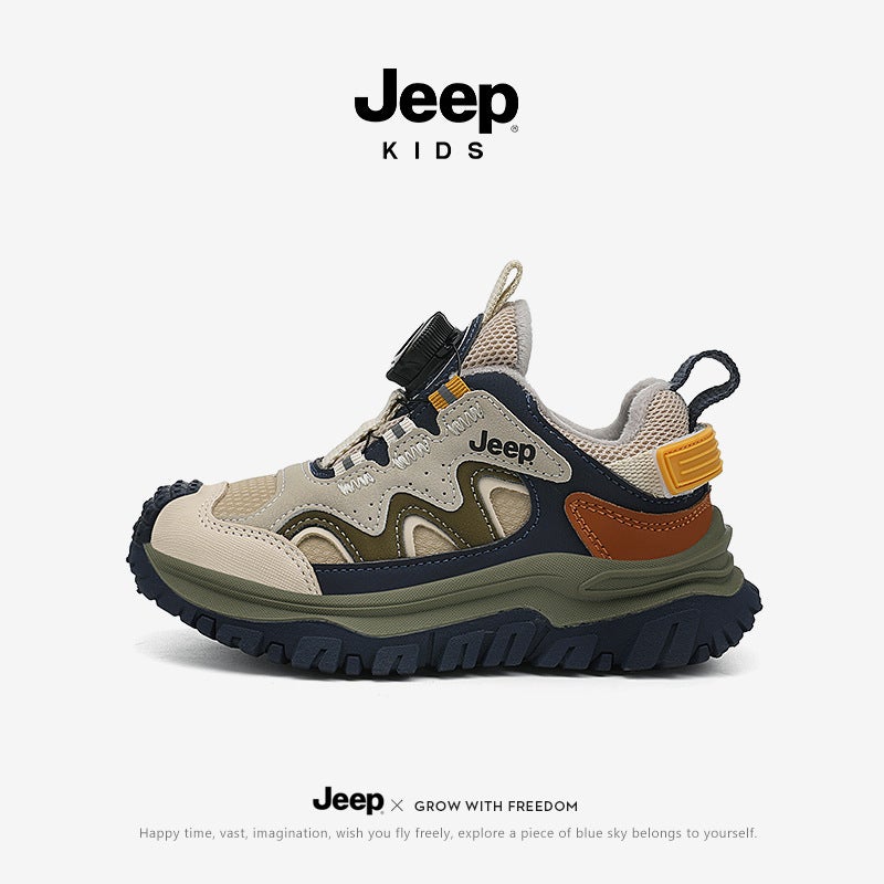 Jeep Kidsren'S Shoes Kidsren'S Soft-Soled Dad Shoes Winter Velvet 2024 Lightweight Warm Casual Running Shoes For Boys And Girls - Image 2