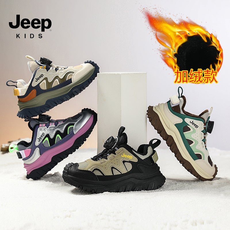 Jeep Kidsren'S Shoes Kidsren'S Soft-Soled Dad Shoes Winter Velvet 2024 Lightweight Warm Casual Running Shoes For Boys And Girls - Image 5