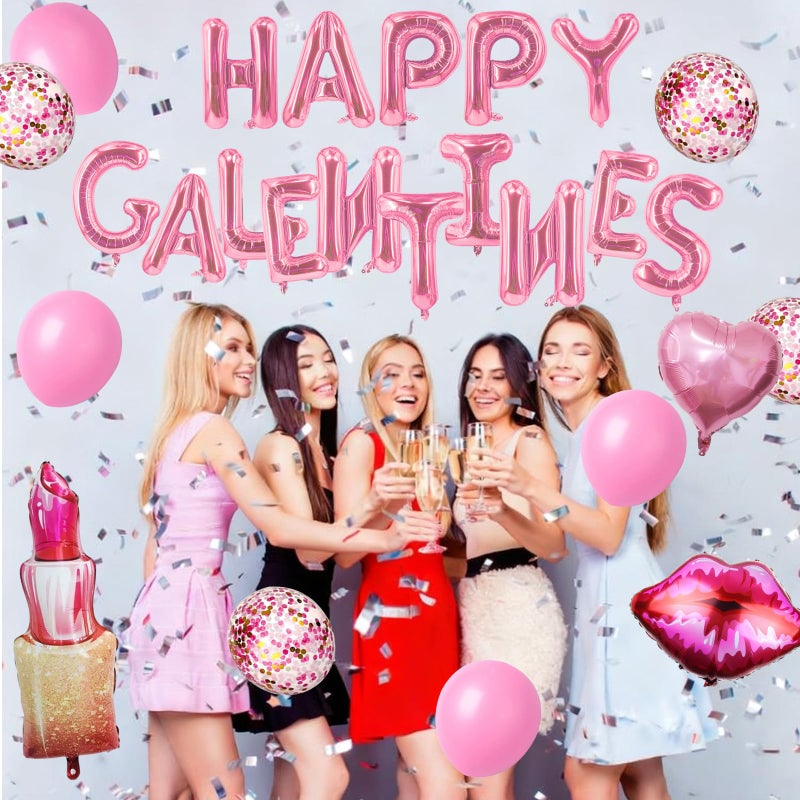 Zeptrix Happy Galentines Day Balloons Decorations 29Pcs Galentines Balloons Set Include Happy Galentineâ€™s Day,Lip,Heart Shape,Lipstick Shape Foil Balloon and Latex Balloon for Galentine Days Party Decorations - Image 5