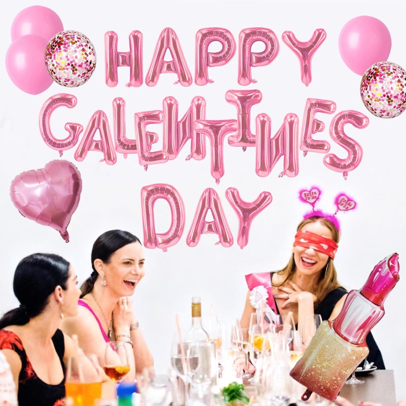 Zeptrix Happy Galentines Day Balloons Decorations 29Pcs Galentines Balloons Set Include Happy Galentineâ€™s Day,Lip,Heart Shape,Lipstick Shape Foil Balloon and Latex Balloon for Galentine Days Party Decorations - Image 3
