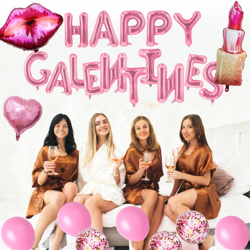 Zeptrix Happy Galentines Day Balloons Decorations 29Pcs Galentines Balloons Set Include Happy Galentineâ€™s Day,Lip,Heart Shape,Lipstick Shape Foil Balloon and Latex Balloon for Galentine Days Party Decorations - Image 4