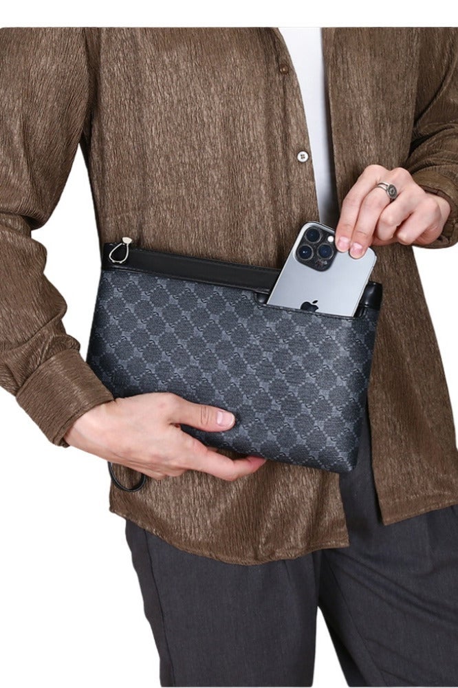 Men's Textured Clutch Bag Stylish large capacity handheld bag for both business and leisure - Image 4