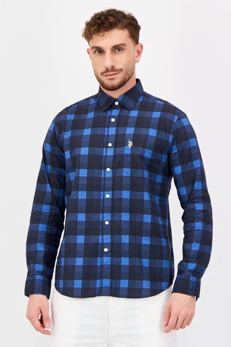 U.S. Polo Assn. Men Tailored Fit Embroidered Logo Long Sleeve Casual Shirt, Multicolor - Image 1