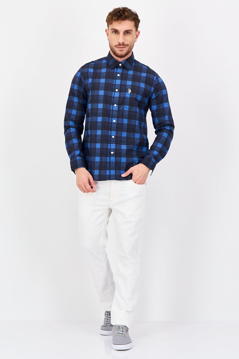 U.S. Polo Assn. Men Tailored Fit Embroidered Logo Long Sleeve Casual Shirt, Multicolor - Image 3