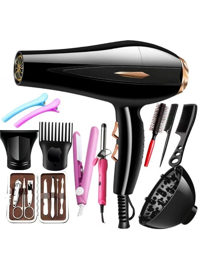 20-in-1 Ionic Hair Dryer, Salon Professional Blow Dryer  Motor Fast Drying with 2 Speed, 3 Heat Setting, with Diffuser, Nozzle, Concentrator Comb for Curly and Straight Hair - Image 1