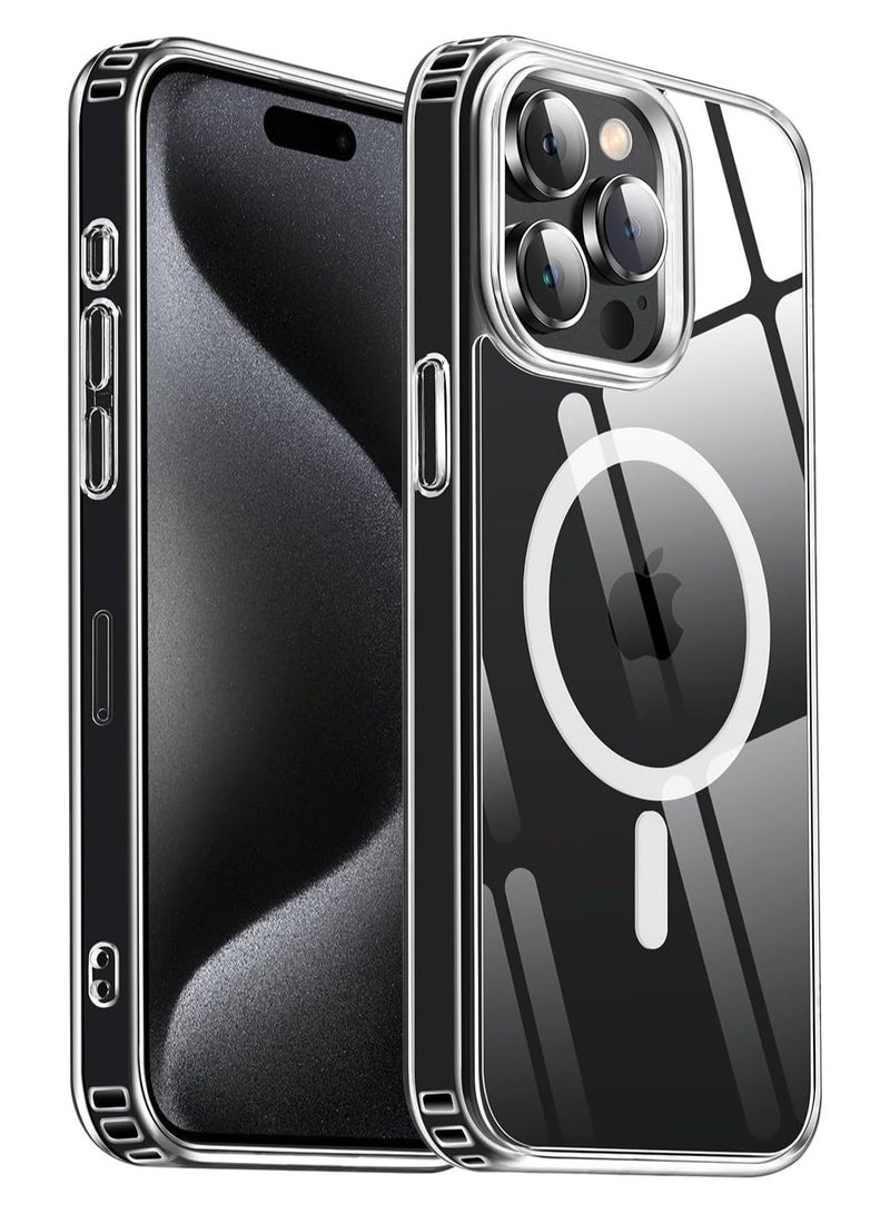 حافظة مغناطيسية لهاتف iPhone 15 Pro Max مقاس 6.7 بوصة متوافقة مع الشحن اللاسلكي Mag-Safe، غطاء حماية مقاوم للصدمات لهاتف iPhone 15 Pro Max (شفاف) - Image 1
