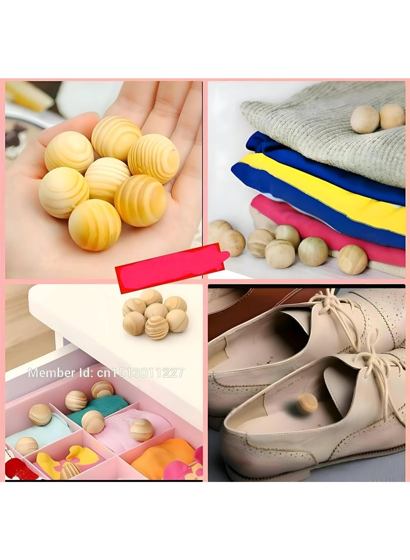 Generic valueable 1 Cedar Wood Moth Balls and Closet Freshener Set 20 PCS - Natural Chemical Free Clothes Protector with Eucalyptus Beige Sachet for Wardrobe Storage and Carpets - Image 2