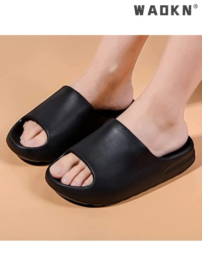 دبليو أيه أو كي أن النعال للنساء التجفيف السريع الشريحة الصندل مع نعل سميك عدم الانزلاق لينة دش النعال فتح اصبع القدم سبا حمام سباحة صالة الألعاب الرياضية البيت الصنادل للداخلية والخارجية - Image 4