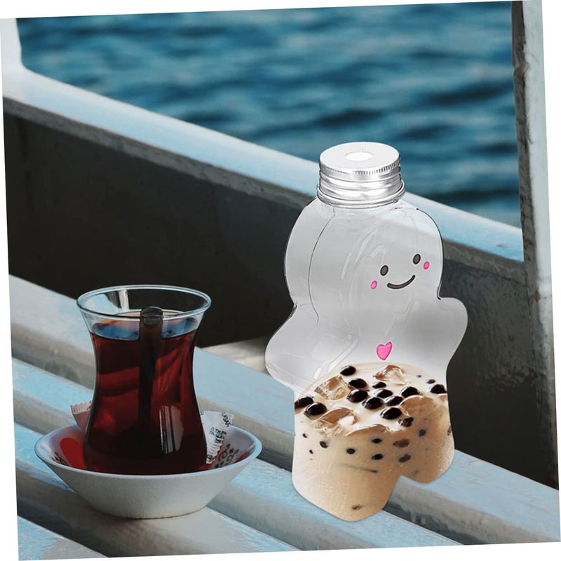 5Pcs Reusable Plastic Beverage Bottles With Lids For Milk Tea Juice Lightweight Daily Use - Image 5