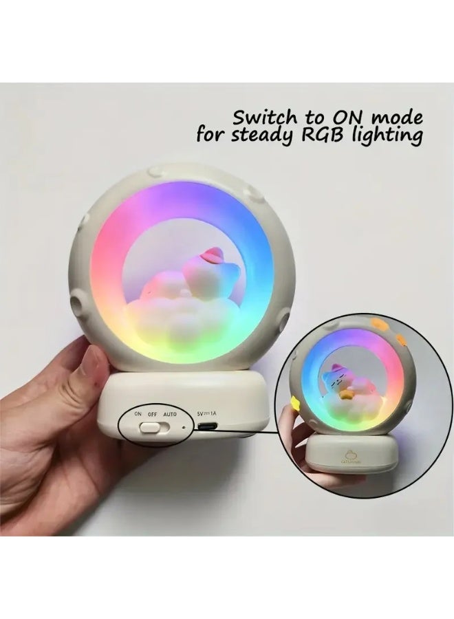Cute Cat & Moon RGB Colorful Night Light | 7‑Color Lighting, 3‑Level Dimming, Long‑Lasting Portable Atmosphere Lamp - Image 4