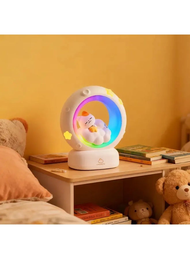Cute Cat & Moon RGB Colorful Night Light | 7‑Color Lighting, 3‑Level Dimming, Long‑Lasting Portable Atmosphere Lamp - Image 2