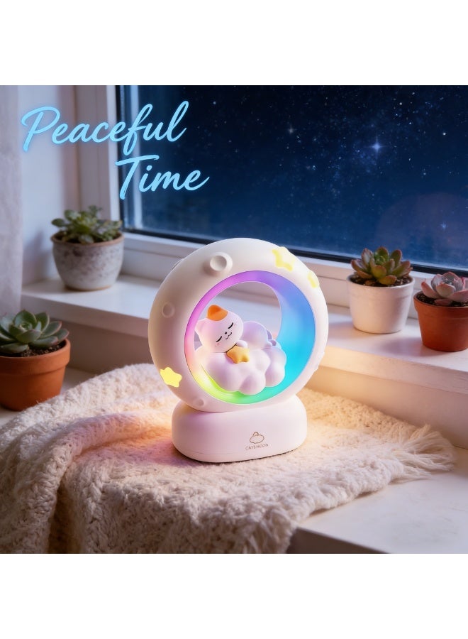 Cute Cat & Moon RGB Colorful Night Light | 7‑Color Lighting, 3‑Level Dimming, Long‑Lasting Portable Atmosphere Lamp - Image 5