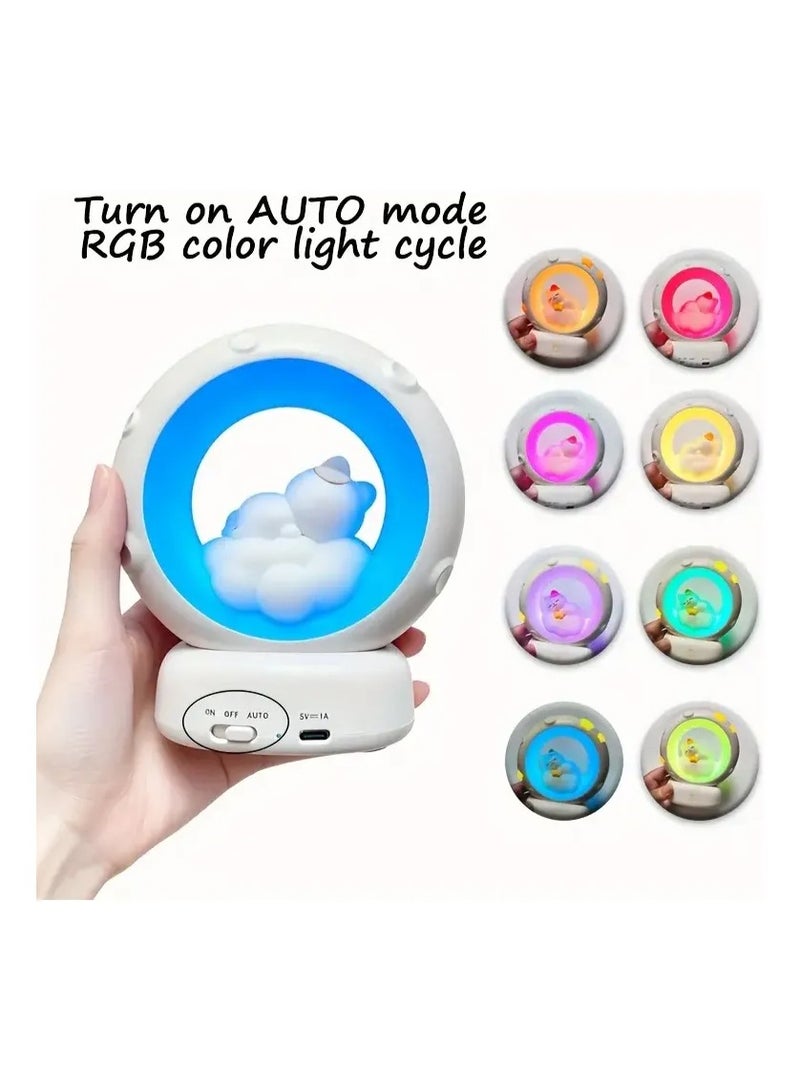 Cute Cat & Moon RGB Colorful Night Light | 7‑Color Lighting, 3‑Level Dimming, Long‑Lasting Portable Atmosphere Lamp - Image 3