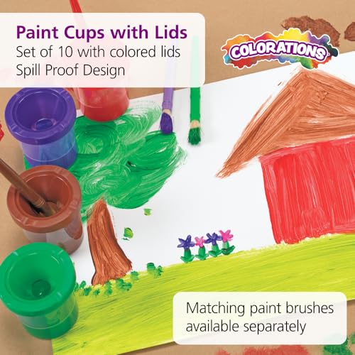 Colorations Air-Tight, No-Mess Paint Cups for Kids Paints, Set of 10, Essential Paint Supply, Kids Painting Cups, No Spill Painting, Kids Paint Cups, Homeschool, Homeschool Use, Paint Pots - Image 3