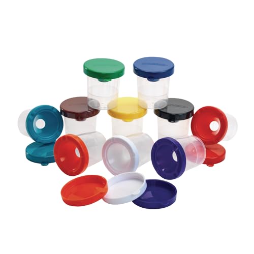 Colorations Air-Tight, No-Mess Paint Cups for Kids Paints, Set of 10, Essential Paint Supply, Kids Painting Cups, No Spill Painting, Kids Paint Cups, Homeschool, Homeschool Use, Paint Pots - Image 1