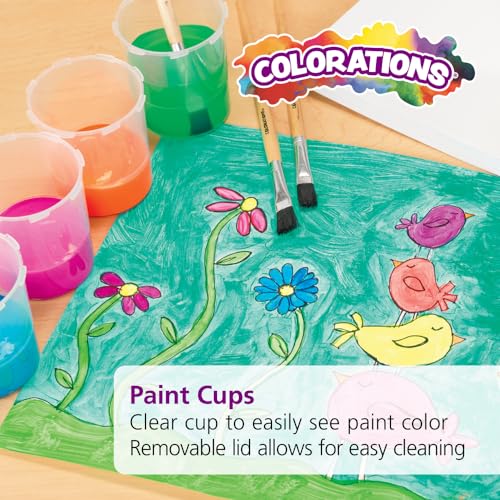 Colorations Air-Tight, No-Mess Paint Cups for Kids Paints, Set of 10, Essential Paint Supply, Kids Painting Cups, No Spill Painting, Kids Paint Cups, Homeschool, Homeschool Use, Paint Pots - Image 2