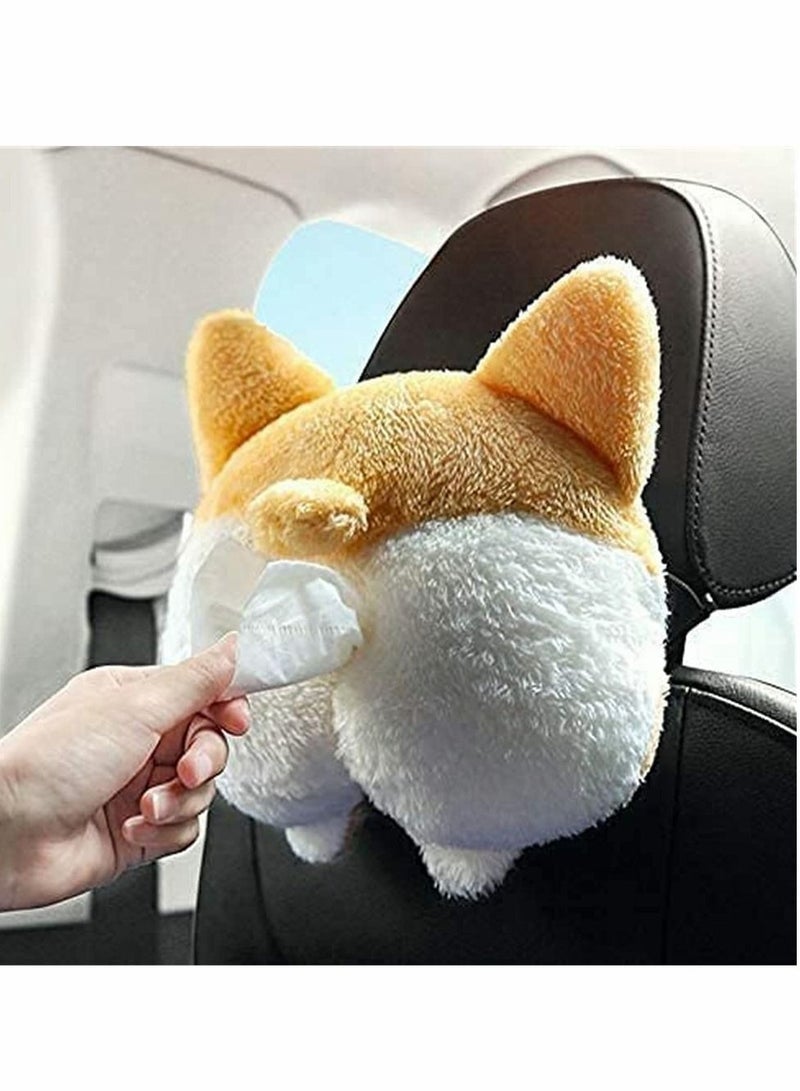 SYOSI Car Tissue Box, Car Tissue Holder, Tissue Box Plush Cartoon Tissue Cover Paper Holder Napkin Box Paper Storage Box Tissue Tray Paper Container for Car Home Use  - Image 3