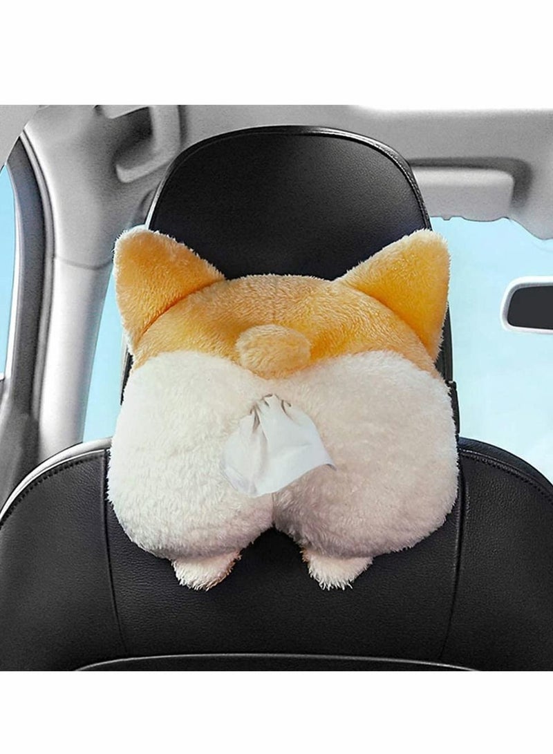 SYOSI Car Tissue Box, Car Tissue Holder, Tissue Box Plush Cartoon Tissue Cover Paper Holder Napkin Box Paper Storage Box Tissue Tray Paper Container for Car Home Use  - Image 1