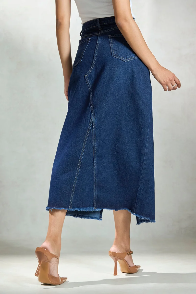 فيرجيو Cotton Denim Daywear Skirts With Front Slit for Women