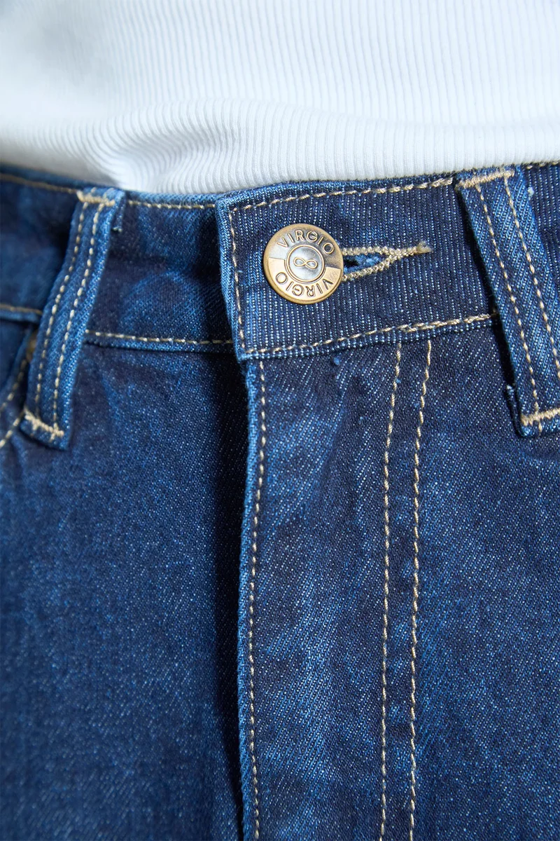 فيرجيو Cotton Denim Daywear Skirts With Front Slit for Women