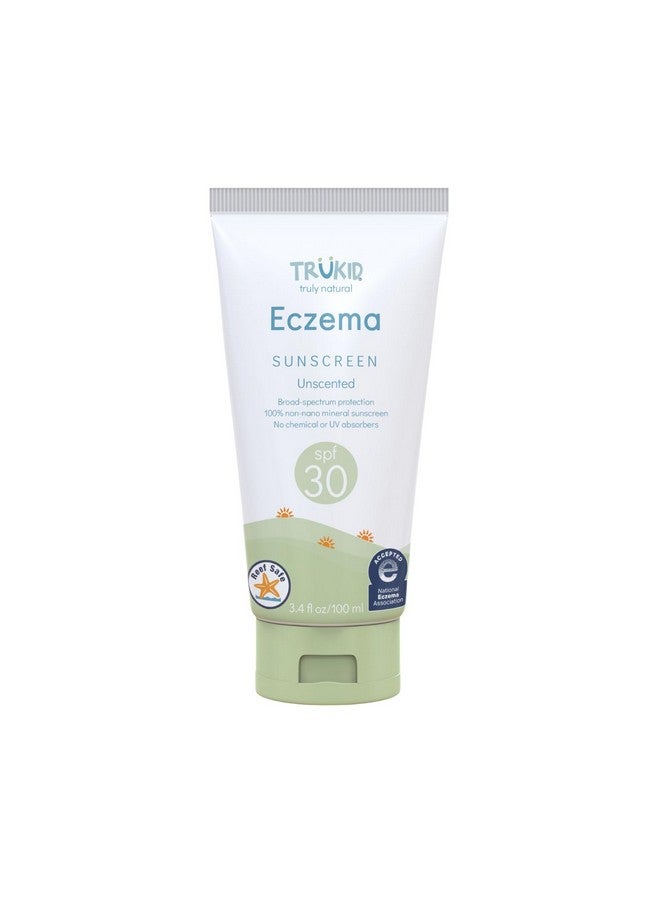 تروكيد واقي شمس للوجه من TruKid Eczema SPF30 بدون رائحة، 3.4 أونصة، واقي شمس للأطفال، مكونات طبيعية، واقي شمس مناسب للشعاب المرجانية، واقي شمس مناسب للسفر، واقي شمس لحماية الشاطئ للأطفال والرضع والبالغين - Image 1