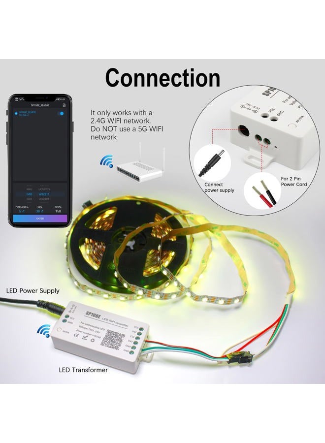 VIPMOON DC5~24V SP108E WiFi Controller for SK6812 SK6812-RGBW WS2812 WS2813 WS2815 AL2815 Strip Light,iOS/Android App Group Control - Image 5