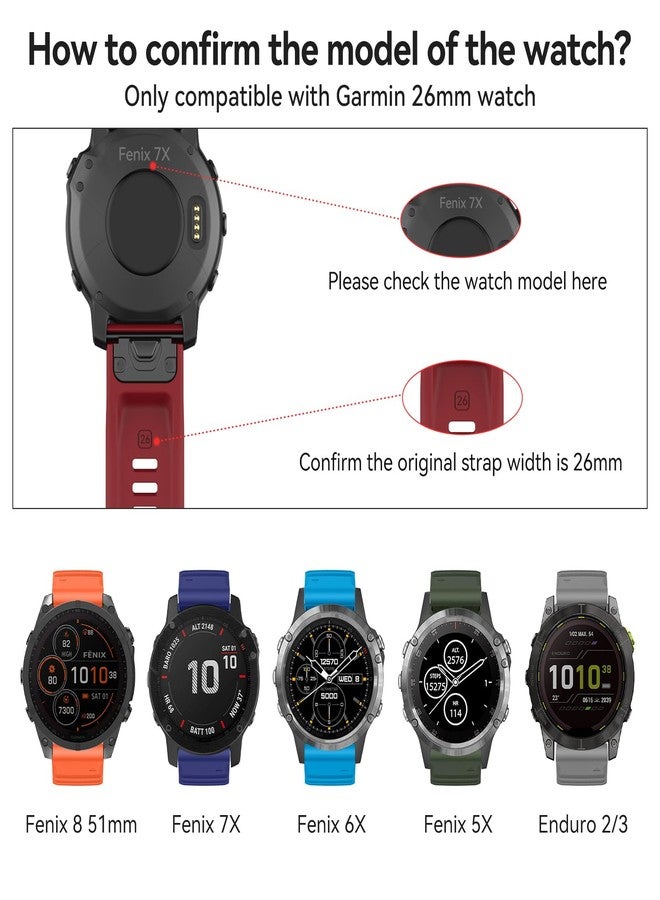 ISABAKE Watch Band for Garmin Fenix 7X/Fenix 6X/Fenix 5X, 26mm QuickFit Silicone Wristband for Fenix 8 51mm/Enduro 2/3 - Image 3