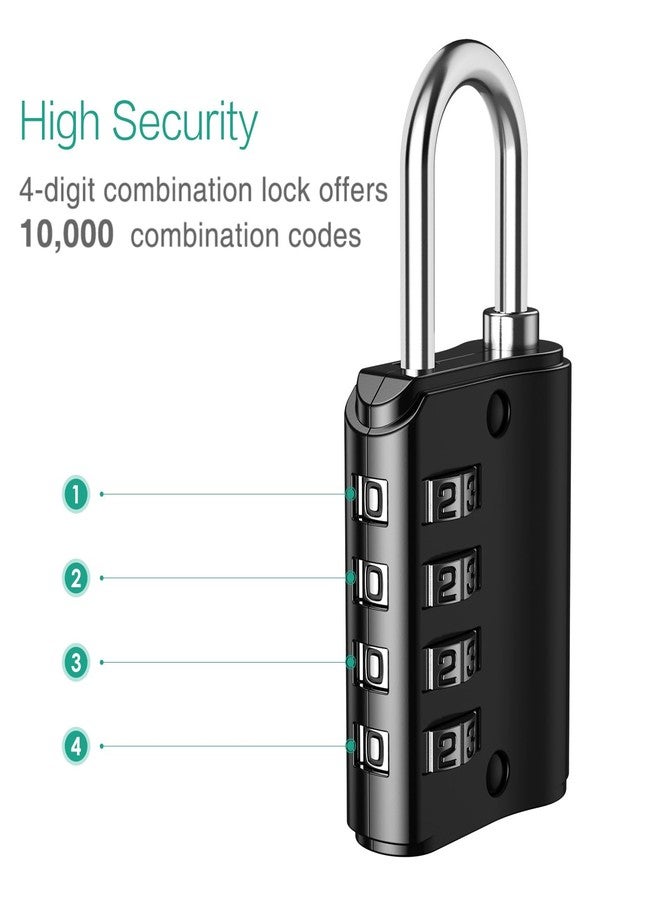 ORIA 4 Digit Padlock, [New Version] Combination Lock with 2 Keys, Outdoor Waterproof Padlock for School Gym Locker, Sports Locker, Case, Toolbox, Case, Hasp Storage, Black and Silver, 2 Pack - Image 4