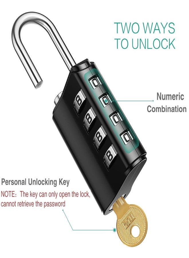 ORIA 4 Digit Padlock, [New Version] Combination Lock with 2 Keys, Outdoor Waterproof Padlock for School Gym Locker, Sports Locker, Case, Toolbox, Case, Hasp Storage, Black and Silver, 2 Pack - Image 2