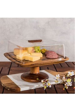 Square wood cake stand with base. A touch of elegance.