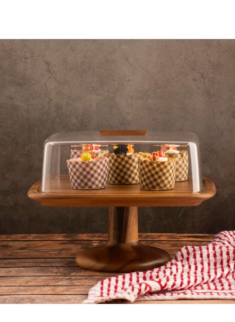 Generic - Square wood cake stand with base. A touch of elegance. - Image 1